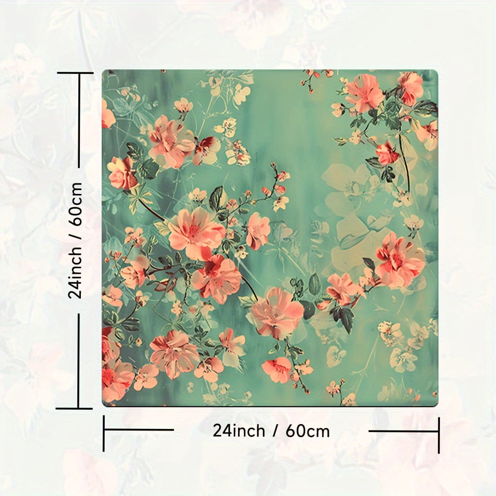 1pc, Dish Drying Pad, Vintage Floral Pattern Washing Machine Cover Mat, Countertop Absorbent Pad, Washstand Drain Mat, Soft Faucet Absorbent Mat, Kitchen Accessories, Bathroom Accessories