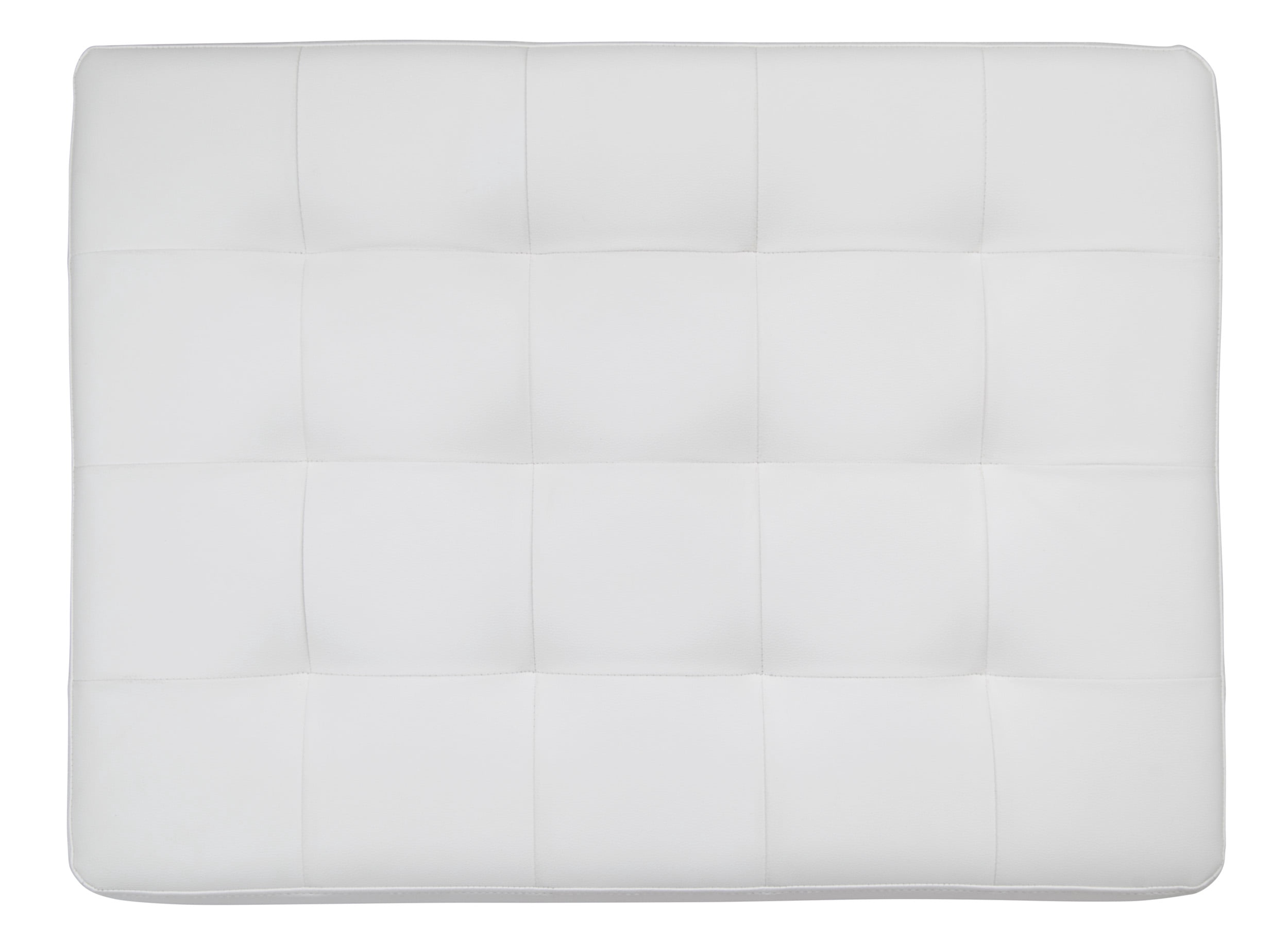 Studio Designs Home Newel Modern Square Ottoman Blended Leather and Chrome Metal Frame in Chrome and White