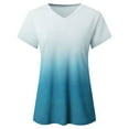 thumbnail image 6 of Ltctricy T Shirts for Women Trendy Summer V Neck Short Sleeve Gradient Tee Tops Casual Loose Blouses, 6 of 7