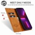 thumbnail image 5 of Dteck for Apple iPhone 13 Case with Card Holder Magnetic Premium Leather Flip Wallet Case Business / Classical Protective Cover with Kickstand Cover for iPhone 13, Brown, 5 of 6