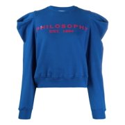 Philosophy di Lorenzo Serafini Blue Puffer Shoulder Logo Print Sweatshirt (L)