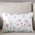 thumbnail image 3 of Botanical Throw Pillow Cover 20 x 30 Inch Decorative Pillow Cover Blue Pink Daisy Floral Watercolor White Lumbar Pillowcase Seasonal Rectangle Cushion Case for Couch Sofa Bed Living Room, 3 of 7