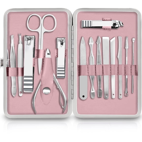 Utopia Care - Manicure Kit For Women and Men, Manicure Set with Nail Clippers or Nail Kit Includes Fingernail & Toenail Clippers,15-Pcs Pedicure Kit Stocking Stuffers With Travel Case - Purple