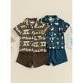 thumbnail image 4 of 2Pcs Baby Boy Western Clothes Short Sleeve Bull Print Tops + Shorts Set Toddler Outfits, 4 of 10