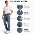 thumbnail image 4 of YAPPO Men's Stretch Dress Pants, Quick Dry Business Casual Slacks, Straight Fit for Office, Golf & Travel, 30" Inseam, 4 of 7