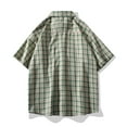 thumbnail image 4 of Zylanna Men's Turndown Collar Shirts, Short Sleeve Button Down Summer Plaid Casual Cardigan Trouses for Men Green Size M, 4 of 7