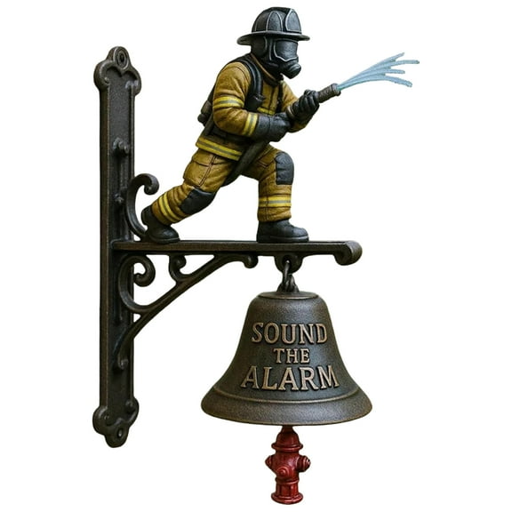 Fire Hydrant Wall Chime - A Commemorative Doorbell with A Loud Alarm, 25 Cm/9.8 Inch Metal And Resin Wall-Mounted Doorbell, Perfect for Patios, Porches, Home Or Fence Decoration (1 Unit).