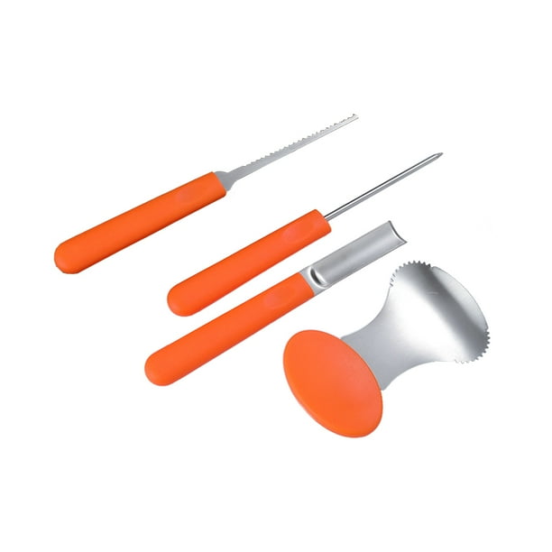 Inteprter Juego de 4 unidades de herramientas de grabado de calabaza de Halloween de acero inoxidable, herramientas de grabado antideslizantes con mango Cocina y Comedor Inteprter HA064955-00
