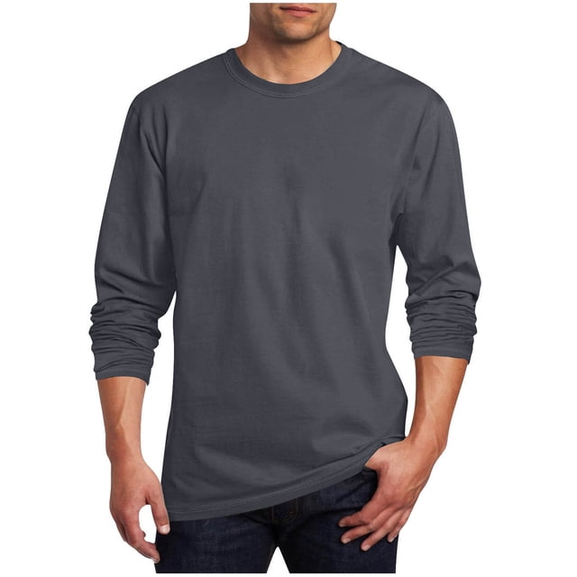 Floleo Haut à Manches Longues pour Hommes, Col Rond, Couleur Unie, Mode Classique, Vacances, Printemps et Automne, Sorties, Rassemblements, Fêtes Décontractées (Gris Foncé, 4TG)