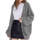 thumbnail image 1 of Cárdigan de Punto Grueso para Mujer, Larga, Cuello en V, Botones, con Bolsillo, para Otoño e Invierno Gris XXXL, 1 of 8