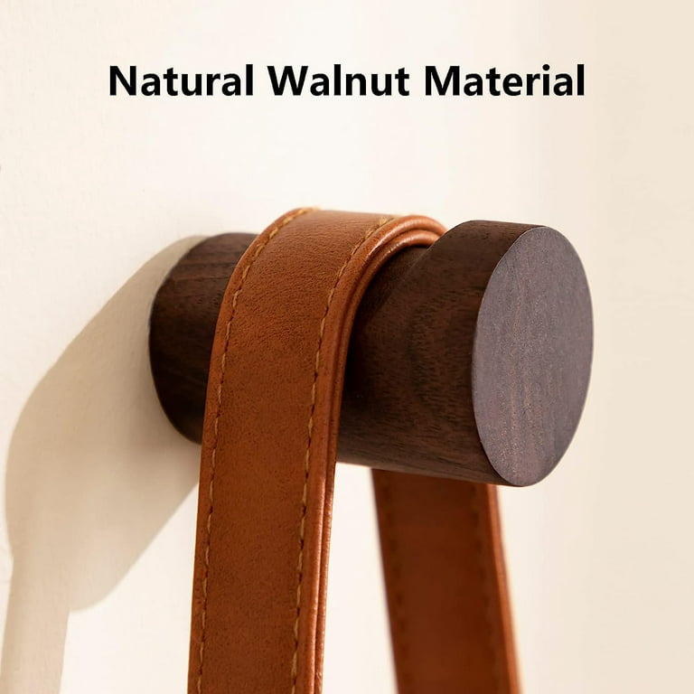 Natural Wooden Coat Hook Back Door Hanger 3M Self Adhesive Bag Hats Belt  Storage Organizer Walnut
