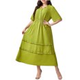 thumbnail image 2 of Njagoc3 Single Tone Midi Dress with Pleated Skirt, Short Sleeve & Side Pockets Office Ready 2025 Summer, 2 of 6