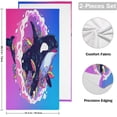 thumbnail image 2 of Cute Orca Whale Hand Towels, Pink Wave Kitchen Towel Ultra Soft and Absorbent,Decorative Fingertip Face Towel for Bathroom Hotel, 2 PCS, 28.3"x 14.4", 2 of 5