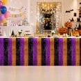 thumbnail image 2 of AuroraX Halloween Wavy Foil Table Skirt Halloween Metallic Fringe Table Skirt Purple Orange Multicolor Black Halloween Party Table Decoration, 2 of 7