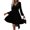 Black, variant on WTOBBY Women's Fashionable Solid Color V-Neck Long Sleeve Pullover Casual Dress Easy Pull-On Design for Quick Wear Comfortable Knit Fabric Versatile for Layering or Solo Use,Black L