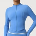 thumbnail image 5 of Yoga Sportswear for Women Zip up Jacket Lightweight Slim Fit Running Tops Blue L, 5 of 6