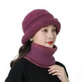 thumbnail image 3 of LinYooLi Of Solid Color Soft Edge Warm And Plush Knitted Wool For Middle-Aged And Elderly Women, Outdoor Travel Fashion, Mom Basin Hats, 3 of 6