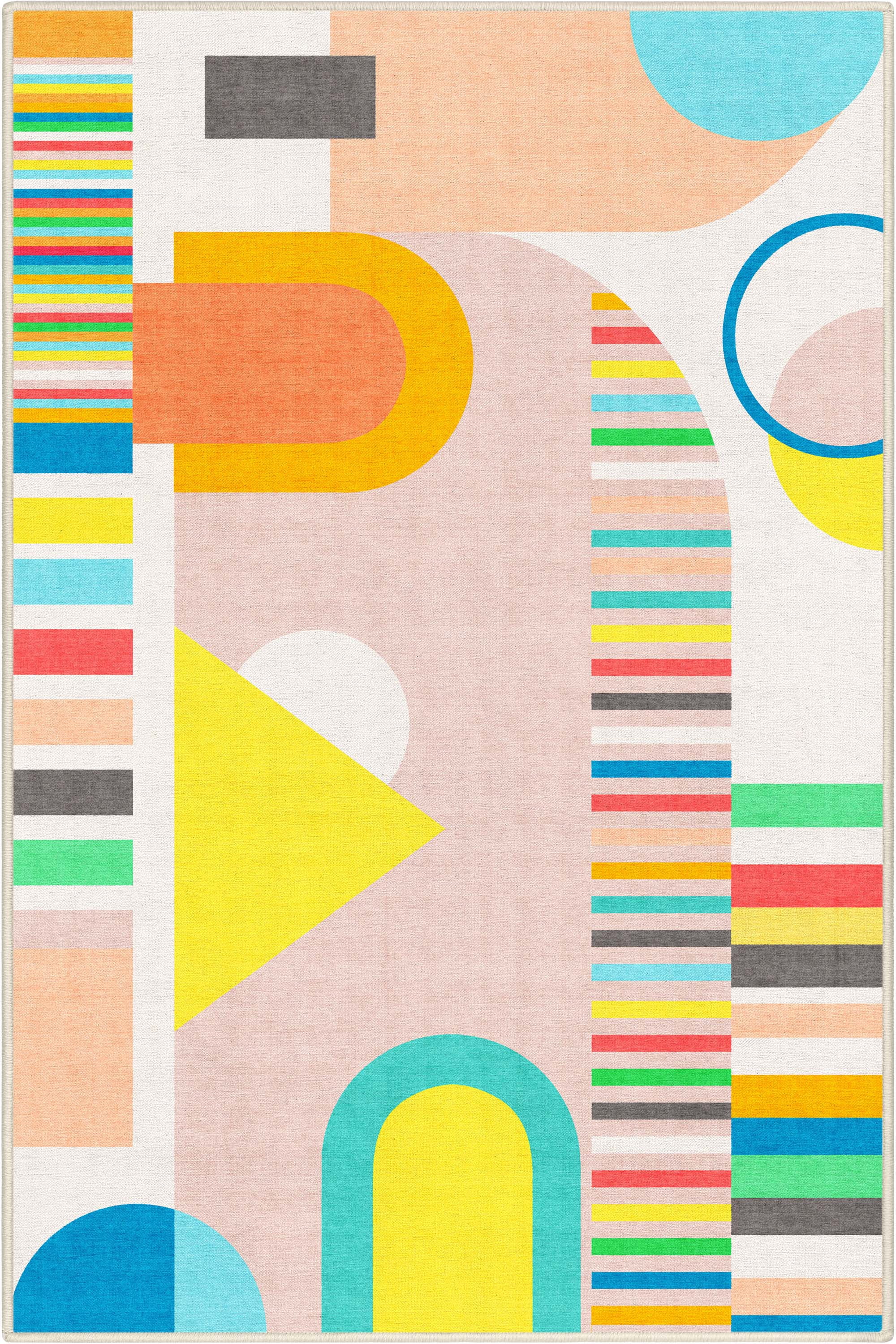 Well Woven Apollo Parade Modern Geometric Kids Multi Color Flat Pile Easy to Clean 3'3" x 5' Area Rug for Living Room Dining Room Bedroom and Kitchen