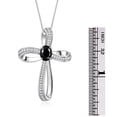 thumbnail image 4 of RYLOS Necklace Sterling Silver 925 Cross Necklace Gemstone &  Diamonds Pendant With 18" Chain 8X6MM Faceted Onyx October Birthstone Womens Jewelry Silver Necklace, 4 of 8