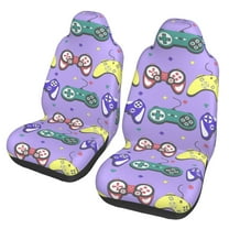 TEQUAN Front Seat Covers, Retro Style Game Controller Pattern 2 Piece Car Seat Cover Fit Most Car SUV Truck Van