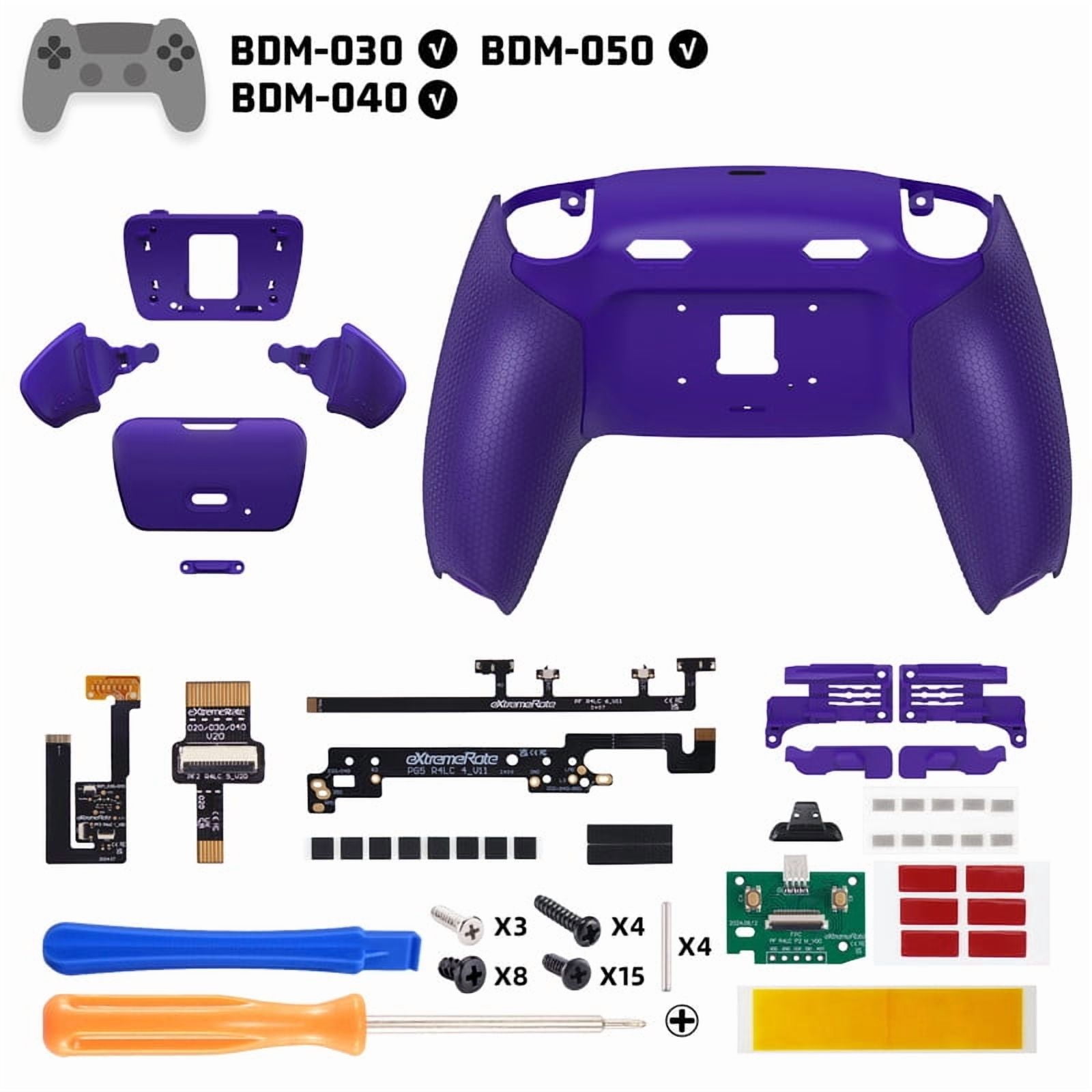 eXtremeRate RISE Plus MAX Back Paddles Kit with Clicky Trigger Stops & Rubberized Grip for PS5 Controller BDM-030 040 050, Remappable Back Buttons Kit for PS5 Controller - Galactic Purple