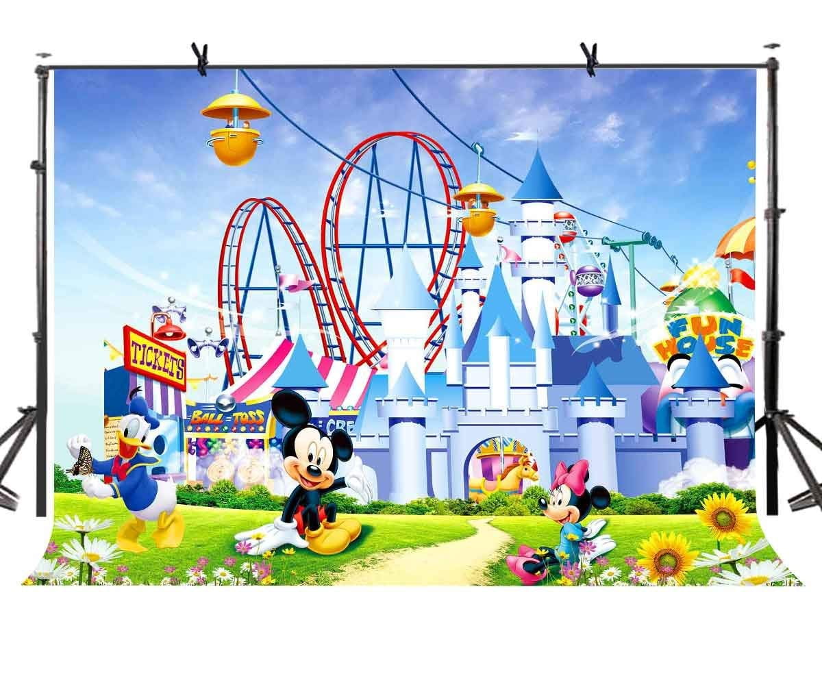 ABPHOTO Polyester 7x5ft Cute Cartoon Backdrop Mickey Mouse Donald Duck Cute Cartoon Castle Photography Background and Studio Photography Backdrop Props ABPHOTO Polyester 7x5ft Cute Cartoon Backdrop Mickey Mouse Donald Duck Cute Cartoon Castle Photography Background and Studio Photography Backdrop Props