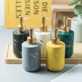 thumbnail image 3 of Ceramic Marble Pattern Liquid Soap Bottles Bathroom Shampoo Shower Gel Hand Wash Bottle Hotel Room Disinfection Press Bottle (4pcs-white), 3 of 7