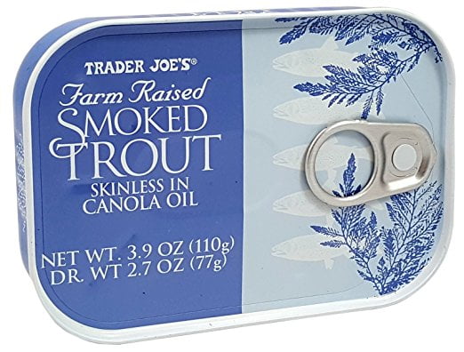 Smoked Trout Fillets in Oil, Skinless, (Pack of 3), 3.9 oz Tin Trader Joe's by