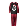 thumbnail image 2 of Elippeo Family Matching Christmas Pajamas, Letter  Hat Print Long-Sleeved Round Neck Tops + Plaid Pattern Trousers Sleepwear Outfits, 2 of 10