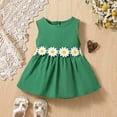 thumbnail image 6 of Mercatoo Girls Green A-Line Flower Dress Cute Solid Color Sleeveless 𝐌ini Dresses with Chrysanthemum Belt Princess Dress, 6 of 6