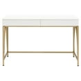 thumbnail image 2 of ACME Lightmane Writing Desk in White High Gloss and Gold, 2 of 7