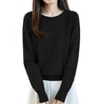 thumbnail image 5 of Women's Casual Sweaters,Lace Up Tops,Long Sleeve Round Neck Pullover Tops for Lightweight Wear 2026 Black 2XL, 5 of 5
