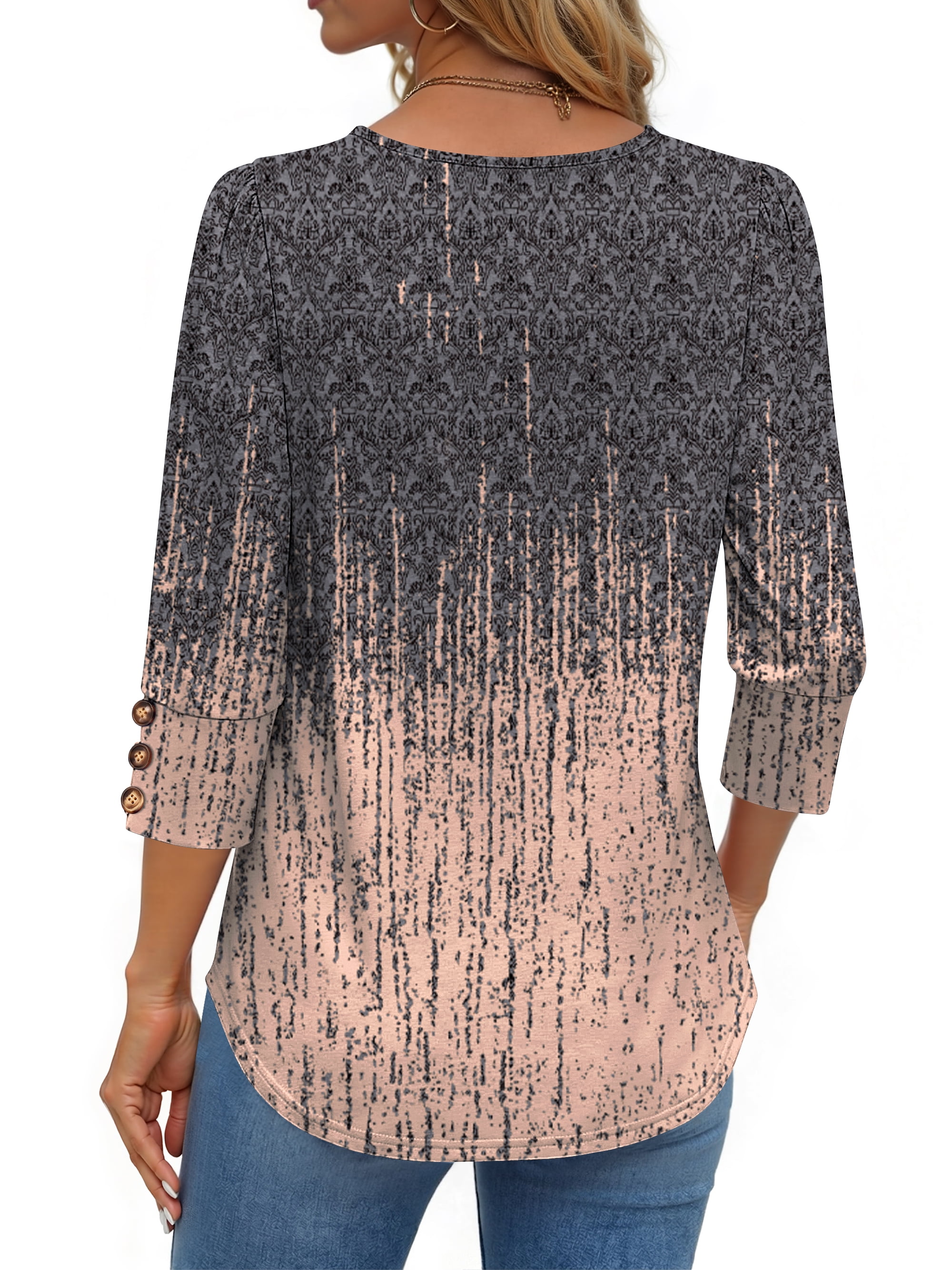 Fantaslook Womens Tops 3/4 Sleeve with Buttons Dressy Casual Blouses Summer Shirts Beach Vacation Trendy Clothes