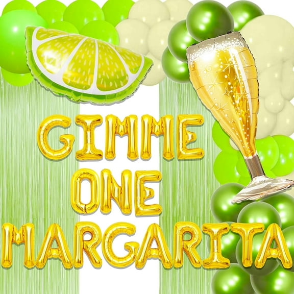 Margaret Theme Party Decoration Set - Letter Lemon Wine Glass Balloon Combination Backdrop Curtain