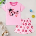thumbnail image 2 of Hessimy Toddler Girl Pajamas Summer Pjs 2Pcs Short Sleeve Top Sleepwear,Cozy Snug Fit Nightwear(Pink,4-5 Years), 2 of 7
