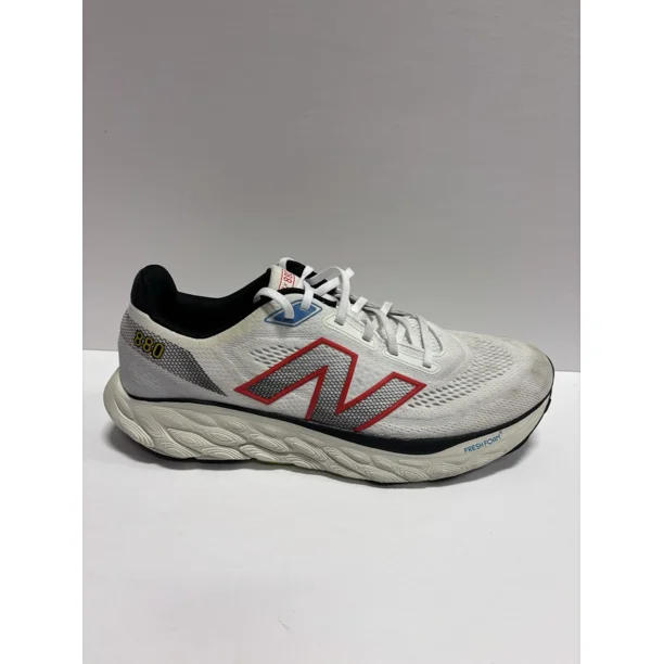 New Balance Men’s Fresh Foam X 880v14, White Red Running Shoes, Size 13 Wide