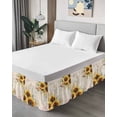 thumbnail image 4 of Pastoral Sunflower Bed Skirt Queen Size 16" Drop Plant Country Vintage Letter Background Ruffled Wrap Around Bed Skirts Adjustable Elastic Bedskirt Dust Ruffle for Queen Size Bed, 4 of 7