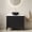 30''Stone Black Bowl Vessel, variant on LHSHID 24"Bathroom Vanity with Sink,Freestanding Bathroom Storage Cabinet with 2 Doors,Black Bowl Ceramic Basin with Stone Pattern and White Sintered Stone Countertop,No Faucet,Black Color