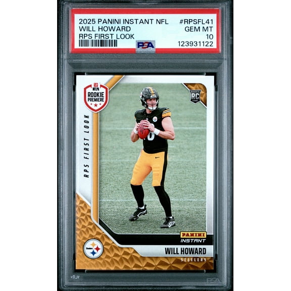 Graded 2025 Panini Instant Will Howard #RPSFL41 RPS First Look Rookie RC Football Card PSA 10 Gem Mint