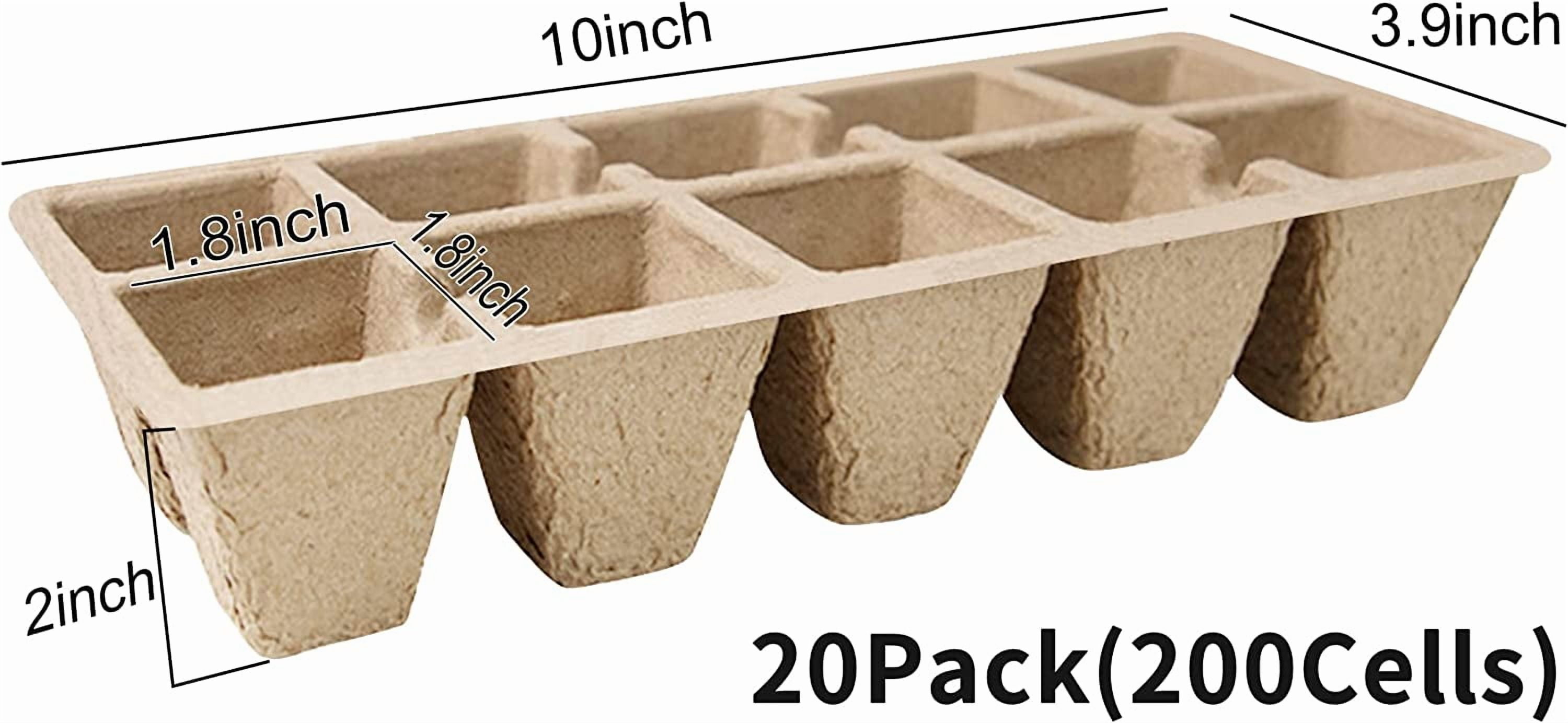 200 Cells Seed Starter Tray, 20 Pack Biodegradable Seed Starter Kit, Peat Pots for Seedlings with 200 Plant Labels, 2 Seed Planting Tool and 1 Spray Bottle