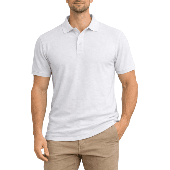 Access Men's Short Sleeve Classic Uniform Pique Polo Shirt (White, 3X-Large) AP21