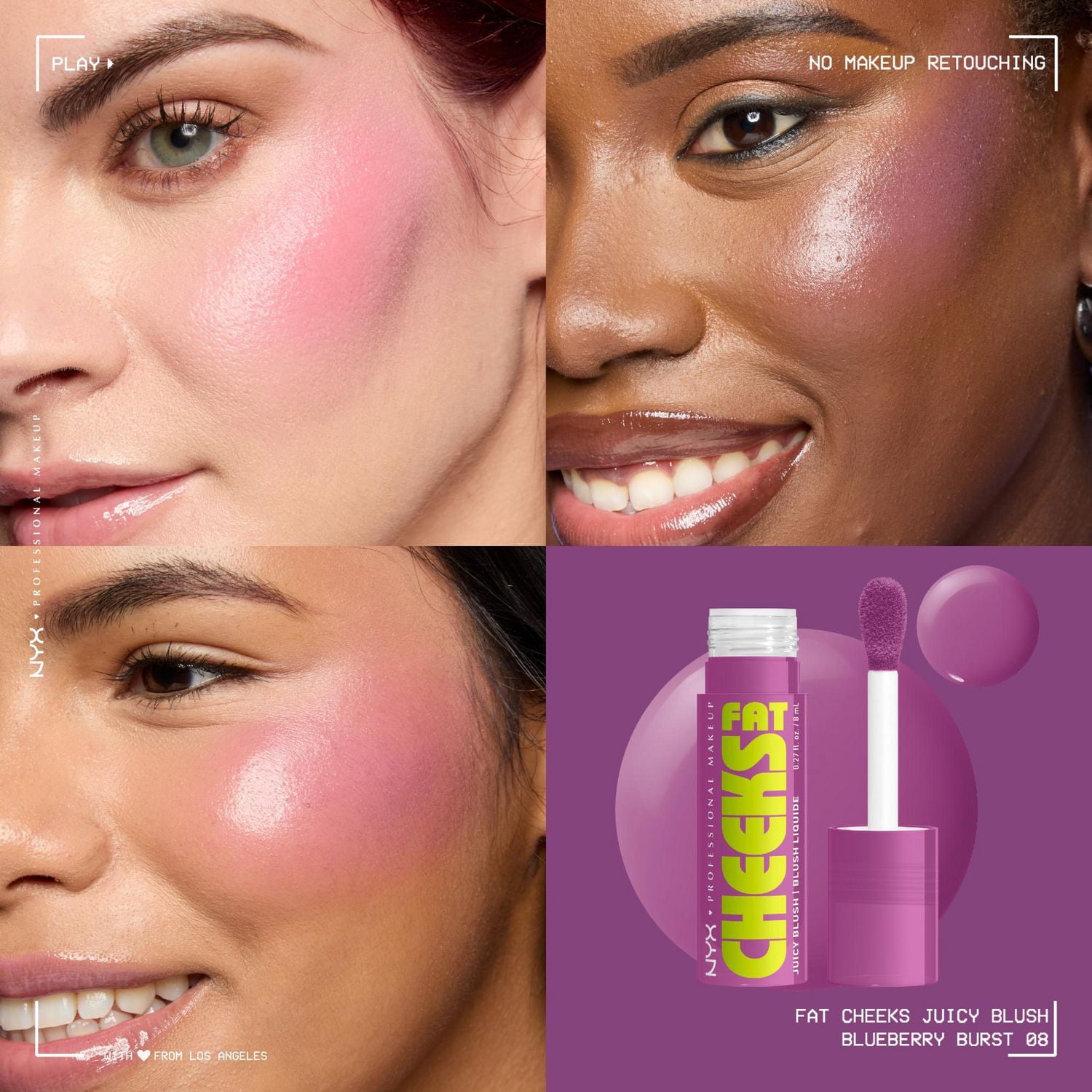 NYX Professional Makeup Fat Cheeks Liquid Blush, Collagen Support for Hydrated Dewy Glow