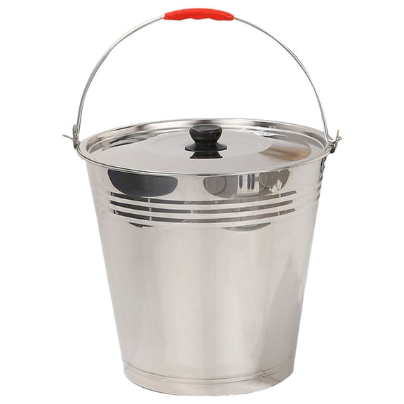 KONTONTY Multipurpose Stainless Steel Bucket with Lid Easy to Carry for Home Use
