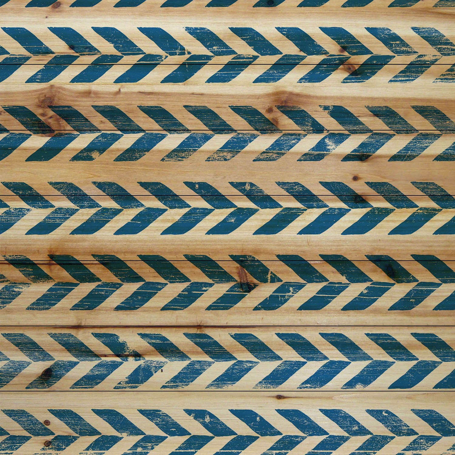 "Blue Tire Tracks" Painting Print on Natural Pine Wood