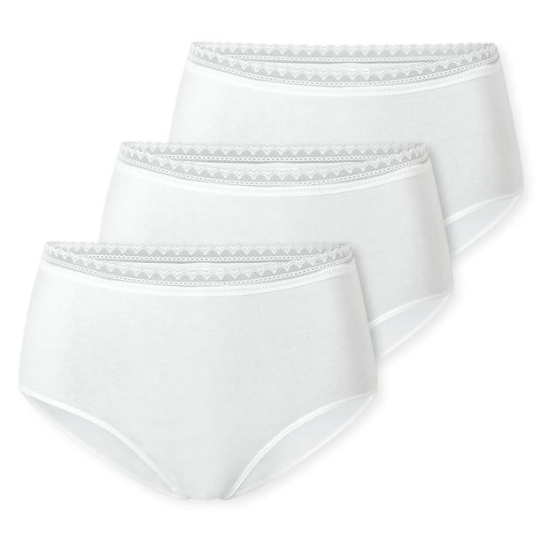 SCHIESSER Bragas de mujer, paquete de 3 - 3Pack Rio Slip, Stretch Cotton, liso Blanco L (Large)