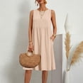 thumbnail image 2 of Women Plus Dresses Summer Solid Casual Round-Neck Sleeveless Beach Tank Sundress With Pocket, 2 of 10