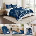 thumbnail image 6 of Quilts King Size Bedding Set, Navy Blue Christmas Lightweight Quilted Comforter, Xmas Tree Elk Snowflake Winter Soft Reversible Bedspread Coverlet with Pillow Covers for All Season, 96" x 106", 6 of 9
