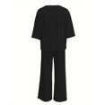 thumbnail image 3 of Kaemgyyd Women Fall Fashion 2 Piece Outfits Half Sleeve T Shirts and Soft Drawstring Wide Leg Trousers Matching Lounge Sets Tracksuit, 3 of 3