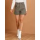 thumbnail image 2 of Pantalones Cortos Allegra K A Cuadros Estilo Preppy Retro Pierna Ancha Cintura Alta Caqui M, 2 of 6