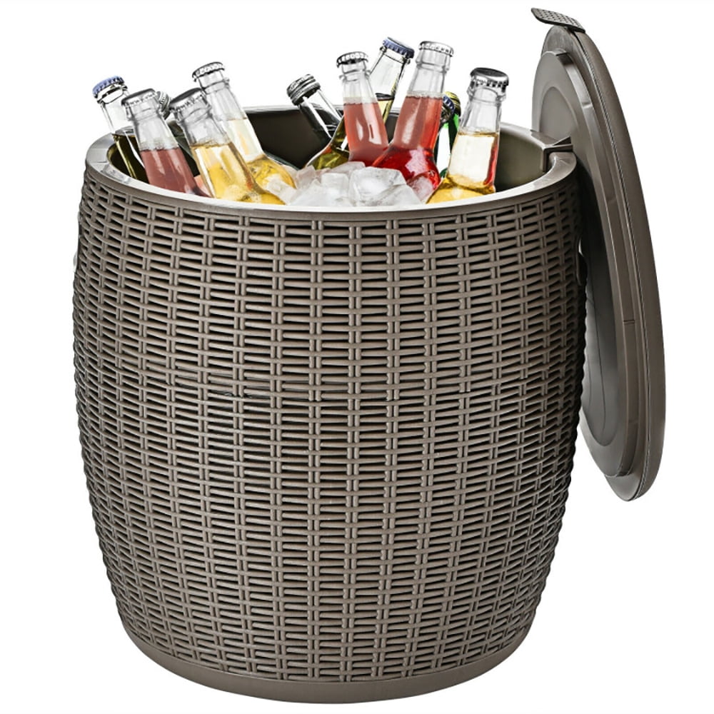 Aimee Lii 9.5 Gallon 4-in-1 Patio Rattan Cool Bar Cocktail Table Side Table, Small Utility Table Aimee Lii 9.5 Gallon 4-in-1 Patio Rattan Cool Bar Cocktail Table Side Table, Small Utility Table
